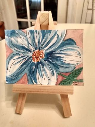 Original, Watercolor & Acrylic ACEO Painting 2-1/2"X 3/1/2" Flower by Artist Marykay Bond