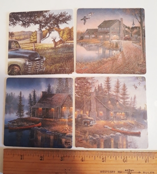 4 Heavy Cardboard Coasters, Fall Scenes