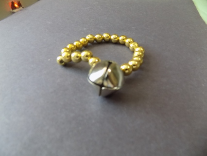 Bracelet gold beads and silver jingle bell