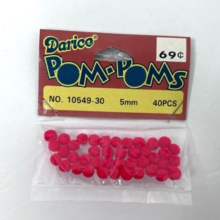 NIP 5mm Red Pom-Poms New Pack 