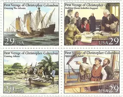 4 new VOYAGE OF CHRISTOPHER COLUMBUS STAMPS=USA=29 CENTS EACH