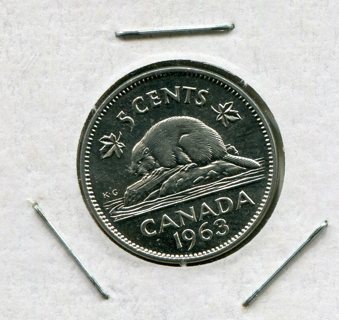 1963 Canada 5 Cents-Brilliant Uncirculated