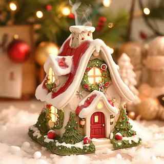 Country Christmas Cabin Incense Burner