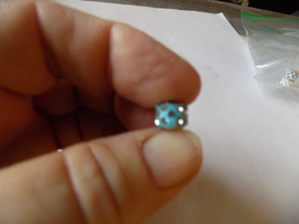 Light blue crystal rhinestone pave Euro bead # 2