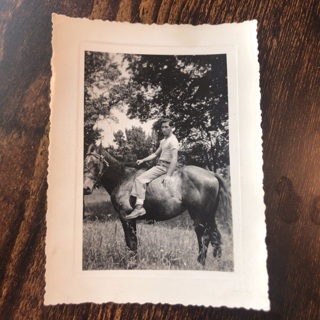 Vintage Photograph Man on Horse - Black and White