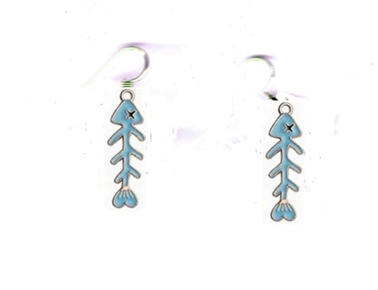 GP ENAMEL BLUE FISH-BONE EARRINGS (PLEASE READ DESCRIPTION