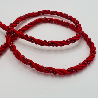 Red Beaded Twist Cord Trim Strand