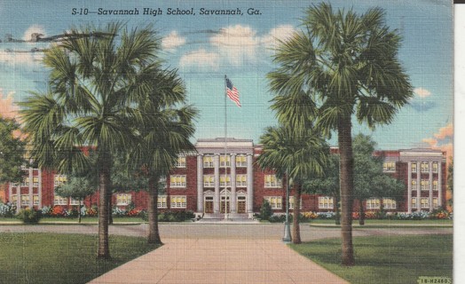 Vintage Used Postcard: n: 1944 Savannah High School, Savannah, GA
