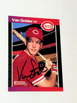 Autographed 1989 Donruss #586 Van Snider RC, DP Rookie Cincinnati Reds