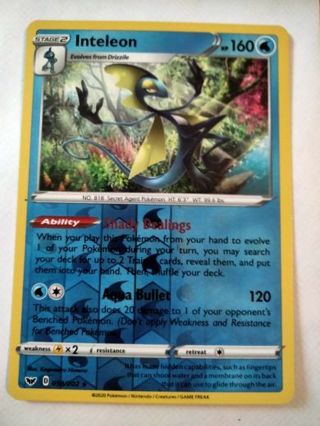 Inteleon 058/202 rare reverse holo nm pokemon