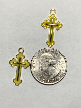 ✝COLORED CROSS CHARMS~#2~YELLOW~FREE SHIPPING✝