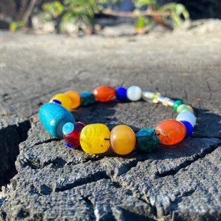 NWOT Colorful glass and gemstone boho bracelet