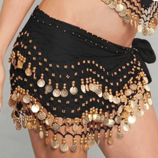 NEW 3-Row Straight Design Belly Dance Coin Hip Scarf