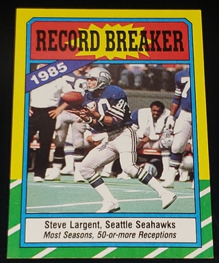 ♨️♨️ 1986 Topps Steve Largent 85' Record Breaker Football Card #4 Seattle Seahawks ♨️♨️