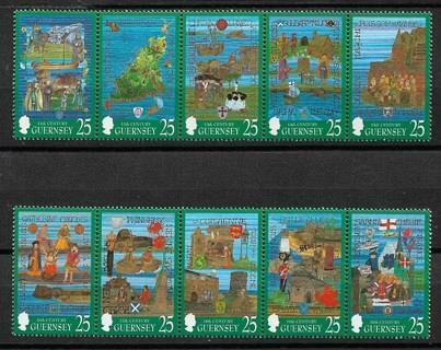 1998 Guernsey Sc615-24 complete Millennium Tapestries set of 10 MNH