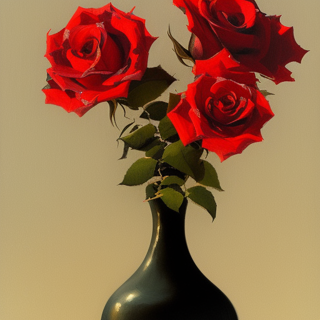 Listia Digital Collectible: Red Roses Black Vase
