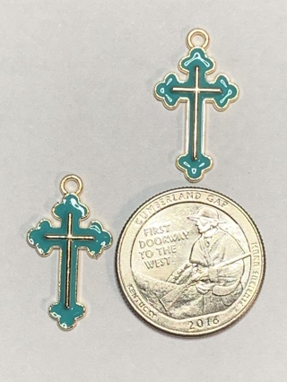 ✝CROSSES~#5~GREEN~SET OF 2 CROSSES~FREE SHIPPING✝