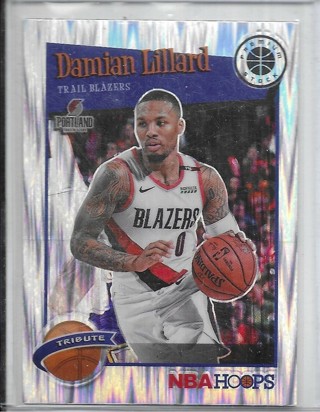 Damian Lillard 2019-20 Hoops Premium Stock Prizms Silver Shock #291