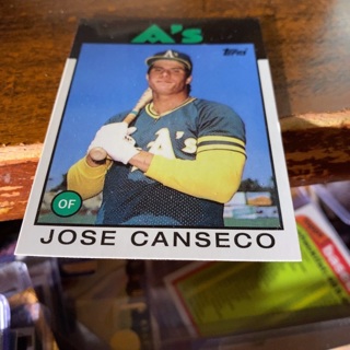 2019 topps iconic card reprint 1986 Jose canseco baseball card 