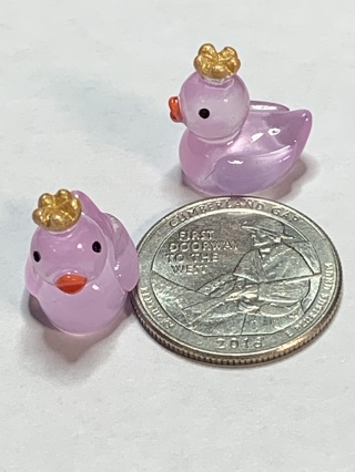 CROWN DUCKS~#16~PURPLE~SET OF 2 DUCKS~GLOW IN THE DARK~FREE SHIPPING!