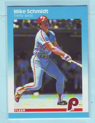 1987 Fleer Mike Schmidt Baseball Card # 187 Phillies