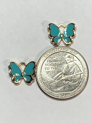 BUTTERFLY CHARMS~#5~TEAL~SET OF 2 CHARMS~FREE SHIPPING!