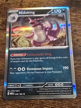 Pokemon Nidoking holo rare card 034/165