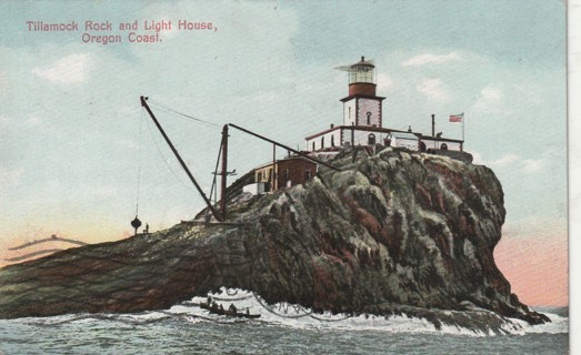 Vintage Used Postcard: L: 1908 Tillamock Rock & Light House. Oregon Coast