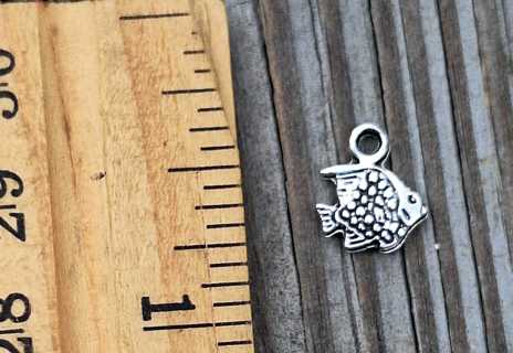 Fish Charm DOUBLE SIDED Silvertone   Scrapbooking  Pen Pal  Card Making Jewerly Crafting