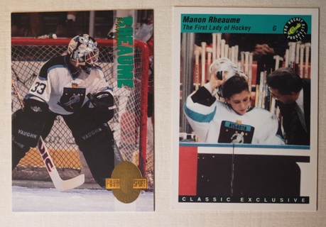 Manon Rheaume 2 different 1993 Hockey Cards - Tampa Bay Lightning Atlanta Knights