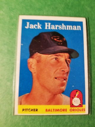 1958 - TOPPS EXMT - NRMT BASEBALL - CARD NO. 217 - JACK HARSHMAN - ORIOLES