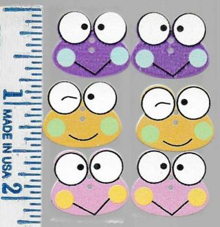 6 NEW Bug Eyed Bugs Tri-Color BUTTONS for Embellishing KID’S Clothing or Craft Item 