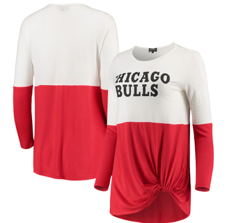 New With Tag NBA Chicago Bulls Women's In It To Win It Colorblock Long Sleeve T-Shirt - Red Sz XL 