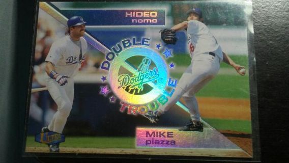 1997 FLEER ULTRA DOUBLE TROUBLE HIDEO NOMO/MIKE PIAZZA LA DODGERS BASEBALL CARD# 8 OF 20 DT