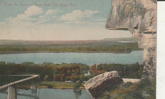 Vintage Used Postcard: Pre Linen: Barn Bluff, Red Wing, MN