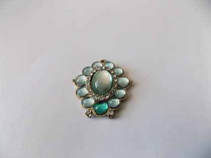 Vintage light blue RMK embellishment  large round jewel covered oval stone middle and turquiose