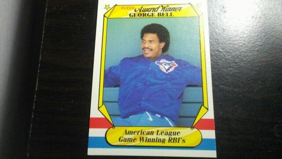 1987 FLEER AWARD WINNER GEORGE BELL TORONTO BLUE JAYS BASEBALL CARD# 2 OF 44