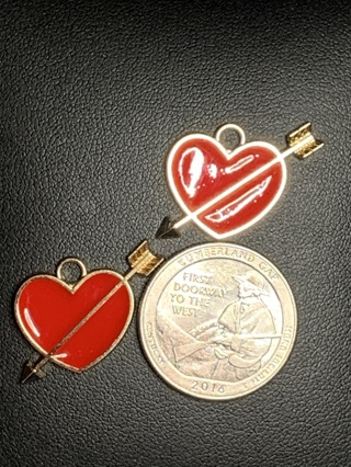 HEART CHARMS~#5~SET OF 2~FREE SHIPPING!