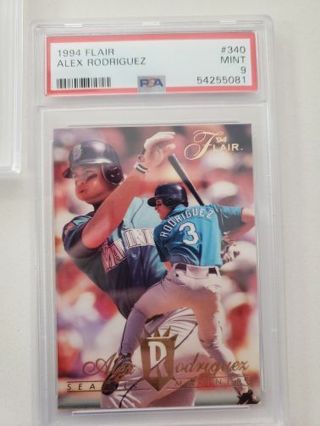 1994 Flair Alex Rodriguez Rookie card graded PSA Mint 9