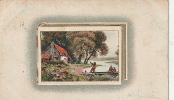 Vintage Used Postcard: (z): 1910 House by a Lake