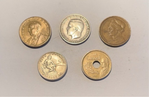 5 Different Nickel Sized Foreign Coins