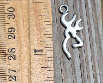 1" Browning Deer Charm DOUBLE SIDED Silvertone   Scrapbooking  Pen Pal  Card Making Jewerly Crafting