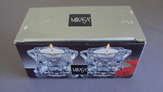 NEW IN BOX MIKASA CRYSTAL CANDLE HOLDERS