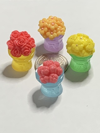 MINI BOUQUETS~#1~SET OF 4 FLOWERS AND 4 HOLDERS~GLOW IN THE DARK~FREE SHIPPING!