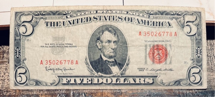 Vintage Series 1963 Red Seal Five Dollar Note