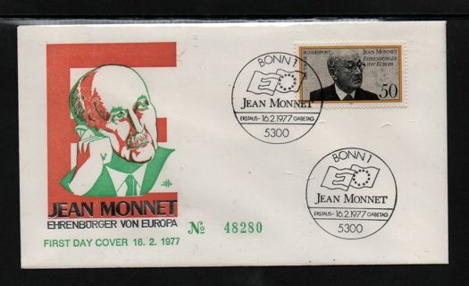 numbered FDC Germany 16.2.1977 Jean Monnet Honorary citizen of Nuremberg