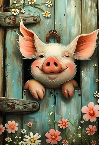 Happy Pig - 3 x 5” MAGNET - GIN ONLY