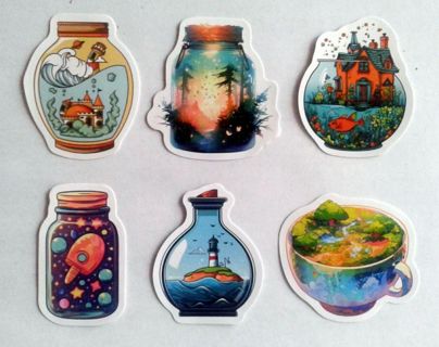 Six Big World In A Bottle Stickers #5