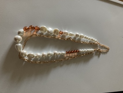 Faux Pearl / Gold chain Necklace (New # 2)