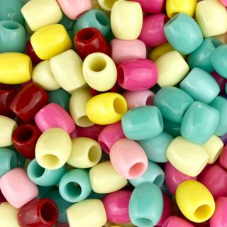 50pc Bright Multicolor Barrel Acrylic Beads #1 (PLEASE READ DESCRIPTION)